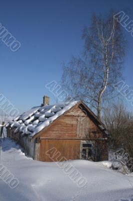 Small house in the winter Small house in the winter