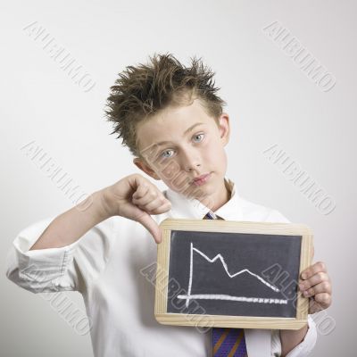 Boy with downward moving graph