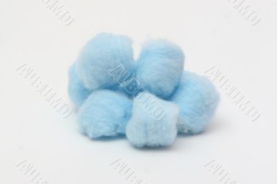 Blue hygienic cotton balls