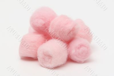Pink hygienic cotton balls