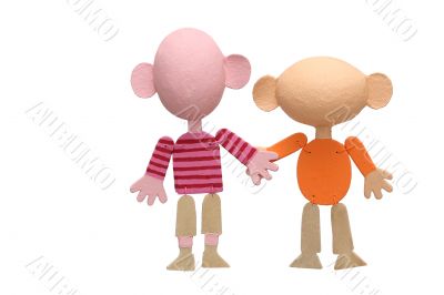 Two wooden marionettes Two wooden marionettes
