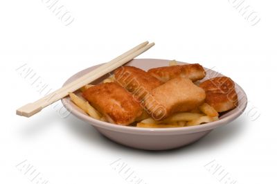 Isolated food in plate