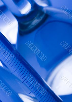 Blue chemistry vials