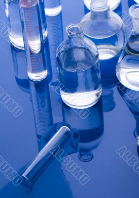 Blue chemistry vials