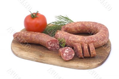 Sausage with tomato and dill