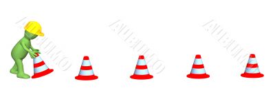 3d puppet - working, installing emergency cones