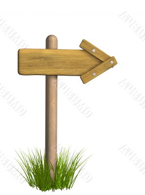 3d retro wooden arrow - index on a column 3d retro wooden arrow - index on a column