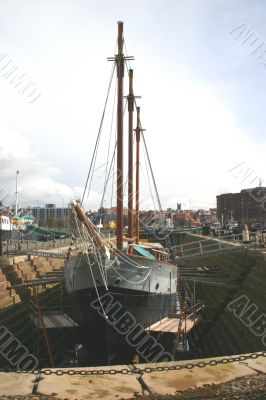 Old Sailing Ship in Dry Dock Liverpool