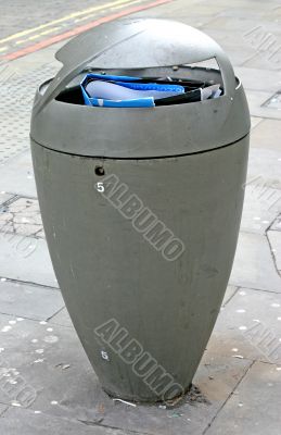 Modern Rubbish Bin in Street
