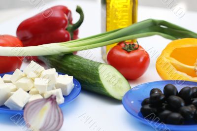 Multi-coloured vegetables for salad