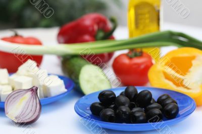 Multi-coloured vegetables for salad