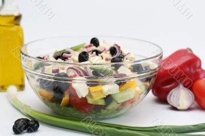 Multi-coloured vegetables for salad