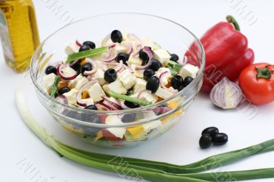 Multi-coloured vegetables for salad