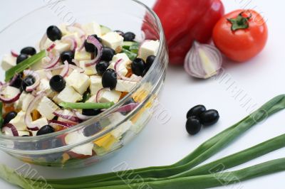 Multi-coloured vegetables for salad