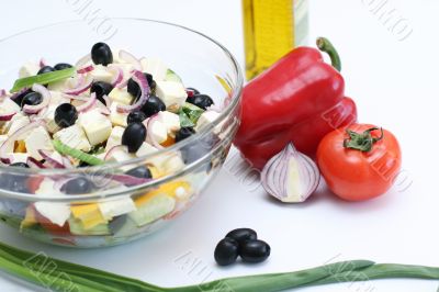 Multi-coloured vegetables for salad