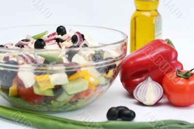 Multi-coloured vegetables for salad