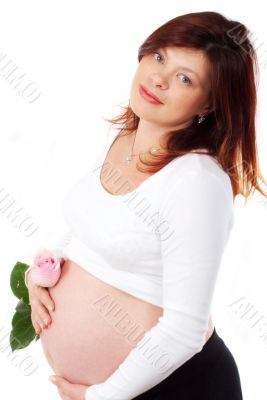 joyful expectant mother