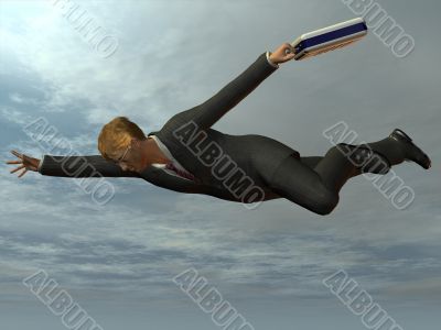 Businessman flying like superman