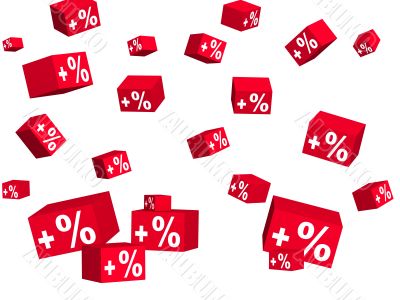 Red boxes with an inscription plus percent Red boxes with an inscription plus percent