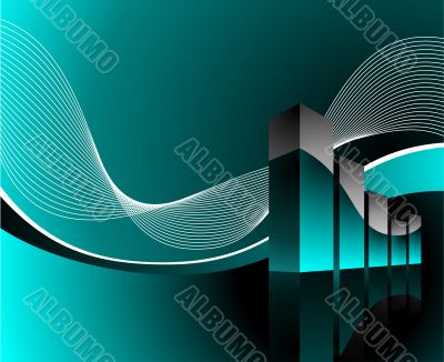 diagram illustration with wave on dark background