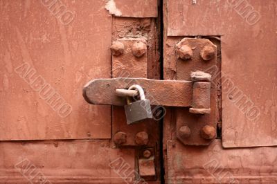 old lock, latch and rusty gate