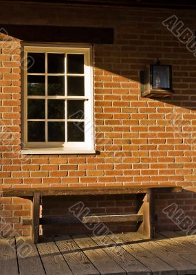 Brick, Bench and a window
