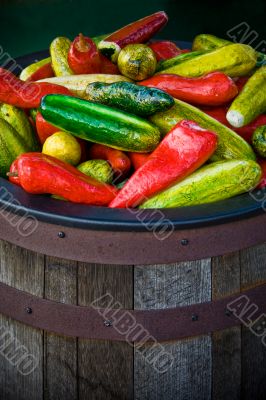 Bucket of Fake Peppers