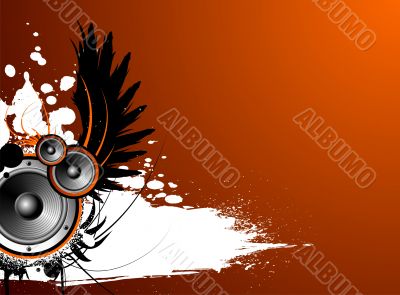 vector music illustration with wing and blot