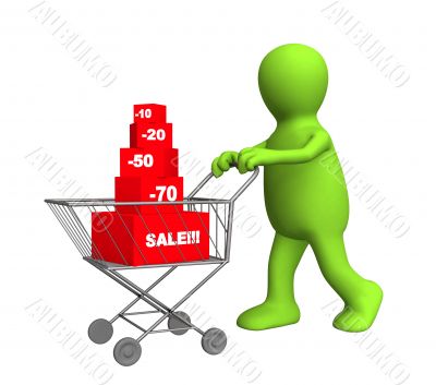 3d person - puppet, bought the goods at a discount