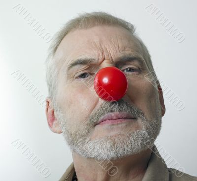 worried man and red nose