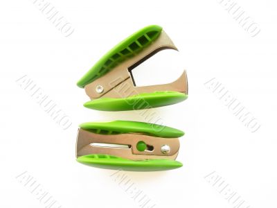 two light-green anti-staplers