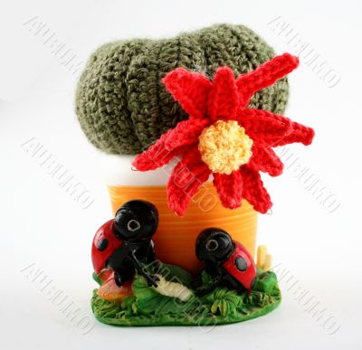 Knited cactus with flower
