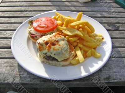 Posh Burger and Chips