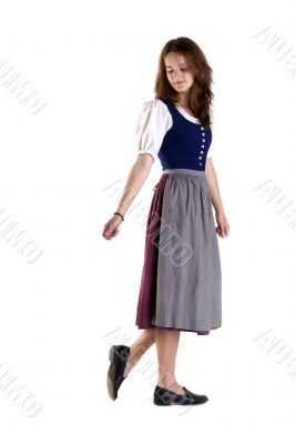 woman in Dirndl pulls