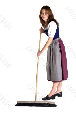 woman in Dirndl sweeps