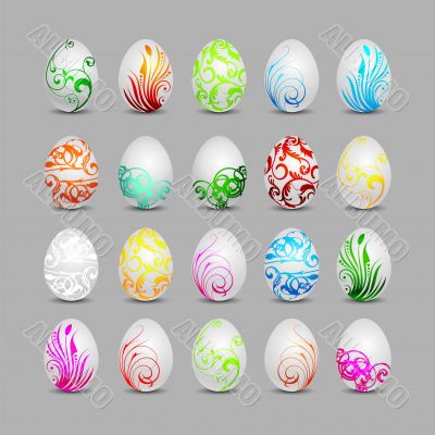 twenty white painted easter eggs
