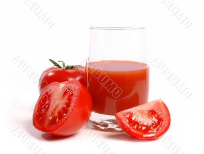 Juicy tomatoes and tomato juice
