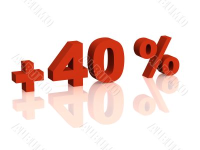 Red 3d inscription - plus of  forty percent