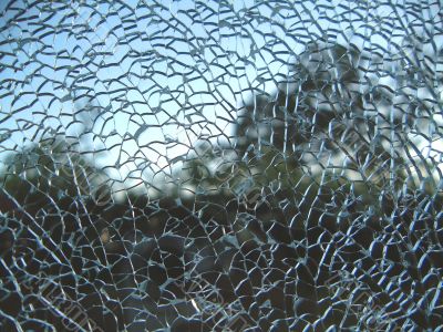 Clear Winter Sky Through Broken Window