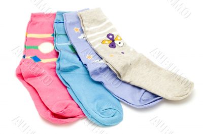 colored sock on white