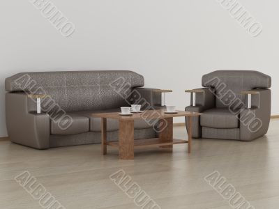Living room interior. 3D image.
