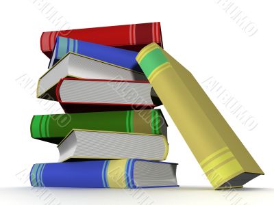 Pile of books. 3D the isolated image.