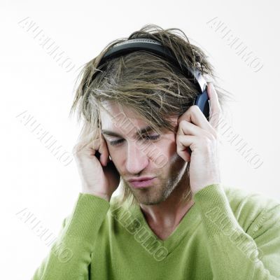 Man Wearing Headphones