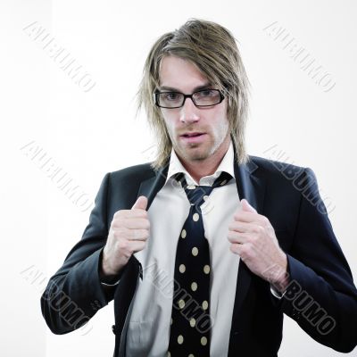 Bespectacled man in suit