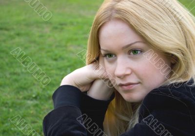 blonde with green eyes