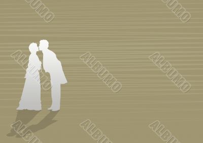 Vintage background with silhouettes kissing couple Vintage background with silhouettes kissing couple