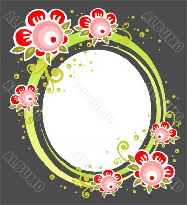 frame with red flowers frame with red flowers