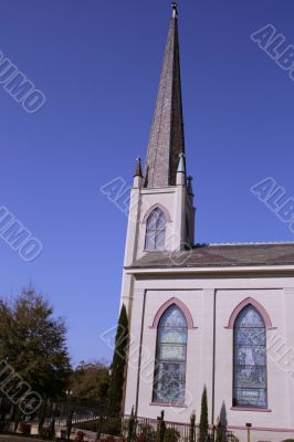 Church With Decorative Steeple And Windows