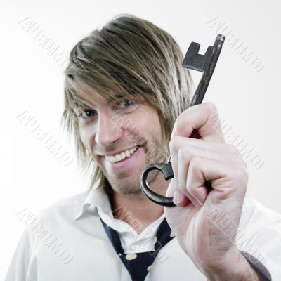 Man holding key