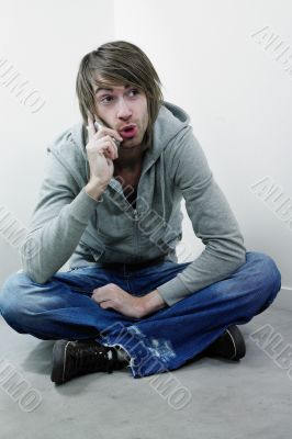 Young man with cellphone Young man with cellphone